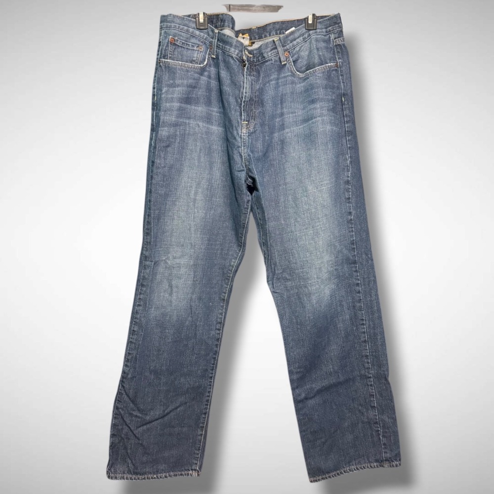 Lucky Brand Jeans Mens 40 Solid Blue Denim Straight Leg